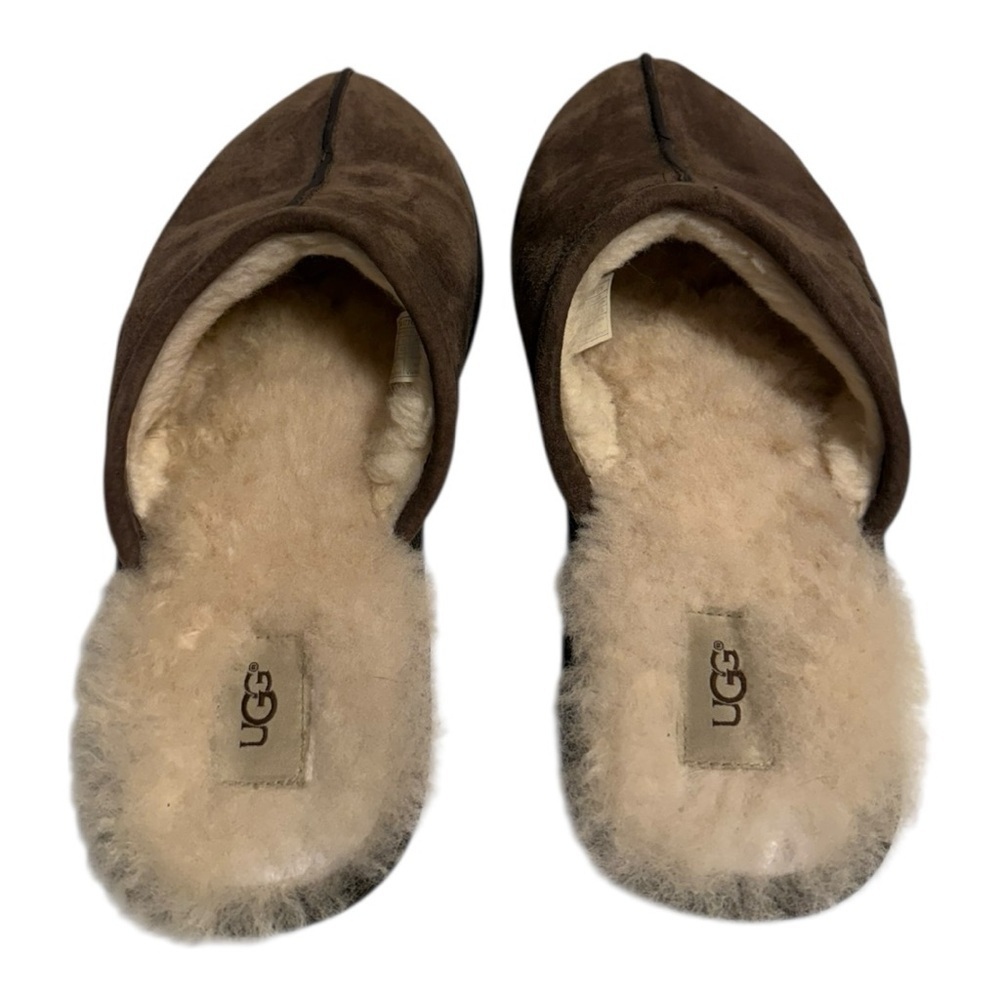 UGG Men's Scuff Slippers - Size 12 | Espresso Suede Colour | Sheepskin Lining - Picture 11 of 13